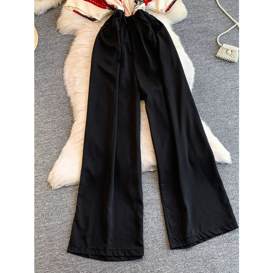 Printed Wide Leg Jumpsuit Apparel and Accessories