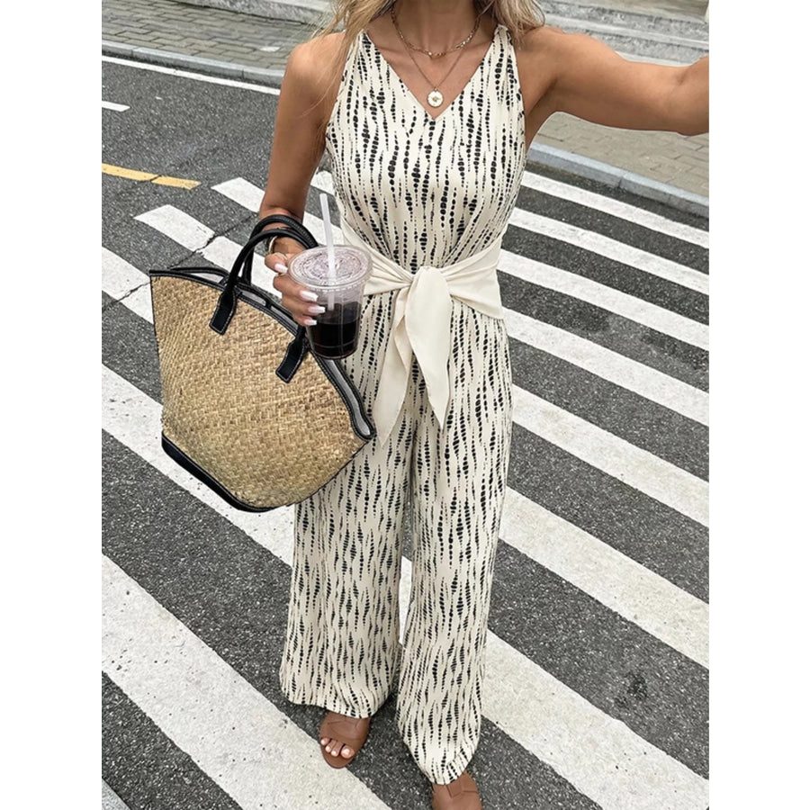 Printed Wide Leg Jumpsuit Apparel and Accessories