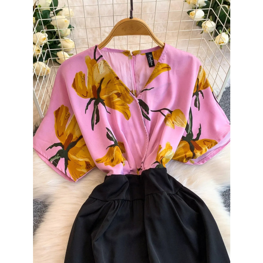 Printed Wide Leg Jumpsuit Apparel and Accessories