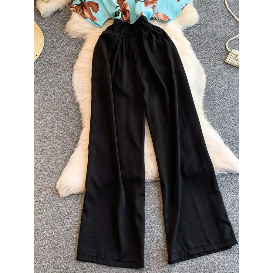 Printed Wide Leg Jumpsuit Apparel and Accessories