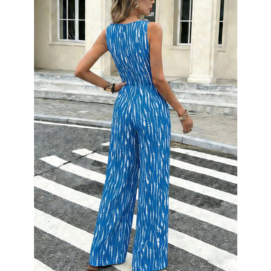 Printed Wide Leg Jumpsuit Apparel and Accessories
