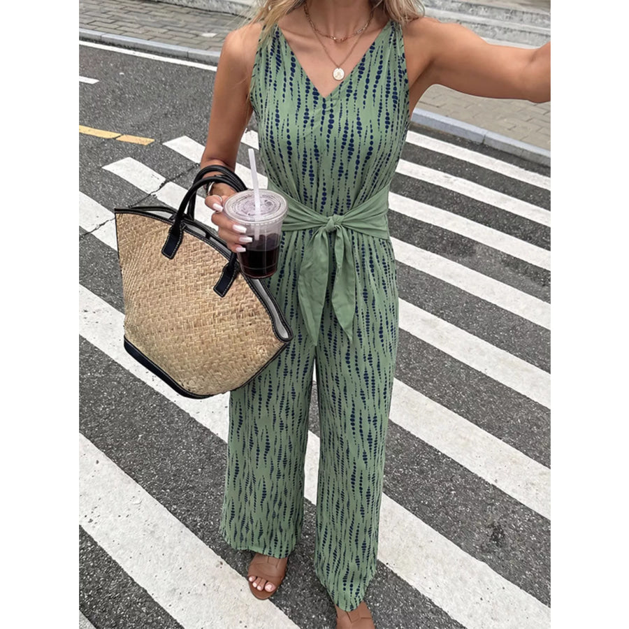Printed Wide Leg Jumpsuit Apparel and Accessories