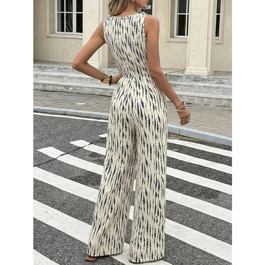 Printed Wide Leg Jumpsuit Apparel and Accessories