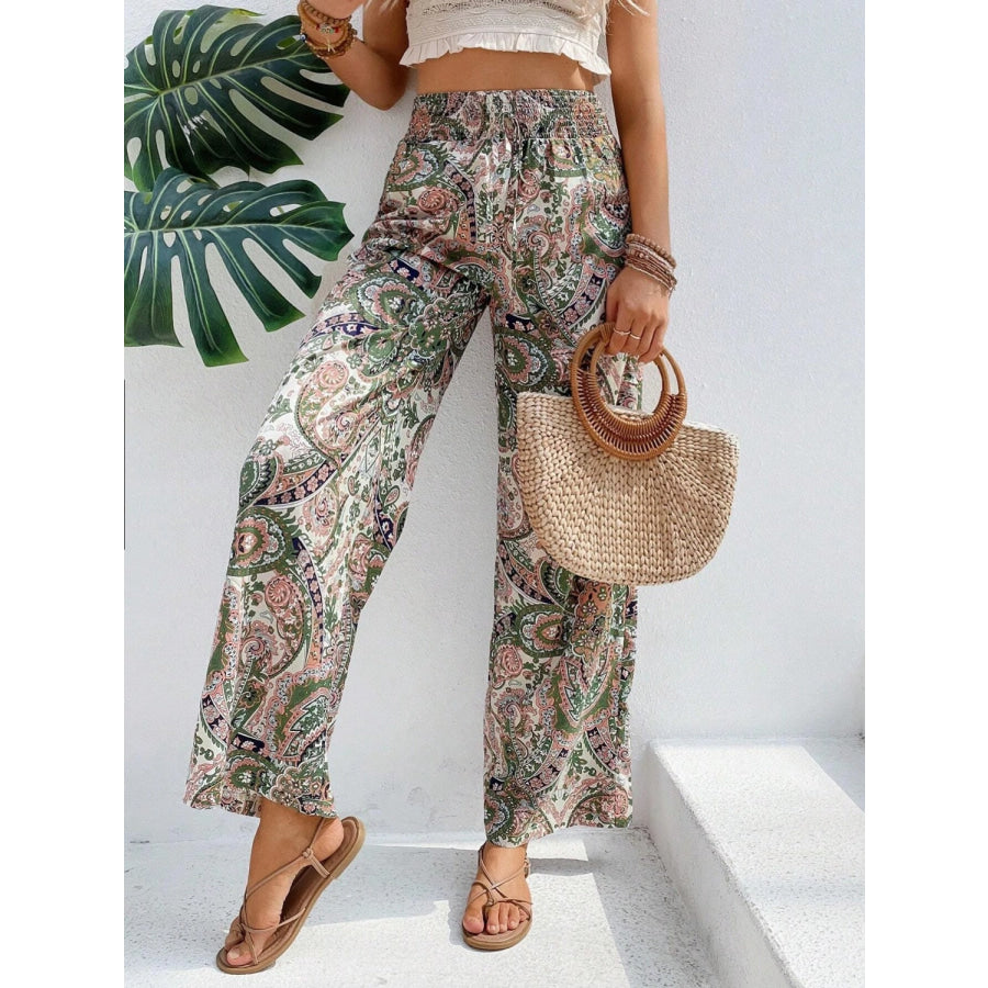 Printed Wide Leg Pants Apparel and Accessories