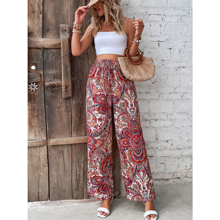 Printed Wide Leg Pants Apparel and Accessories