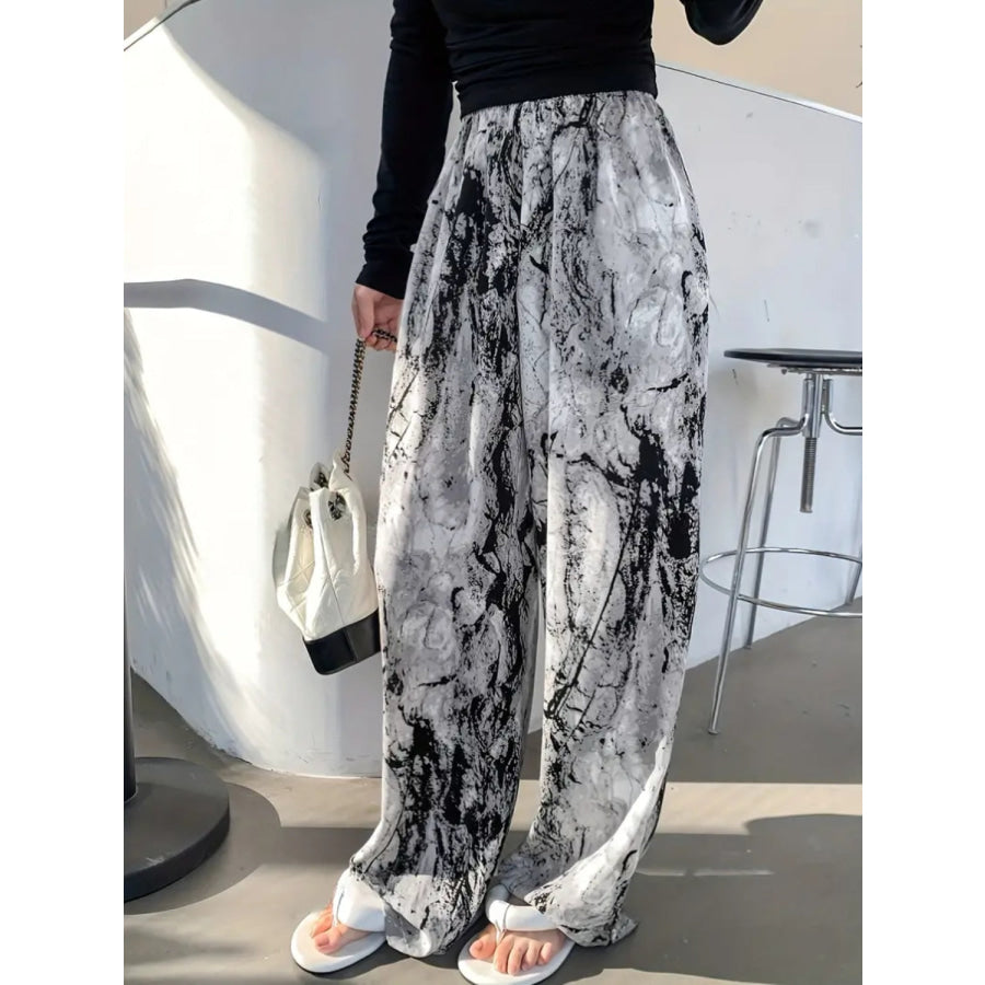 Printed Wide Leg Pants Apparel and Accessories