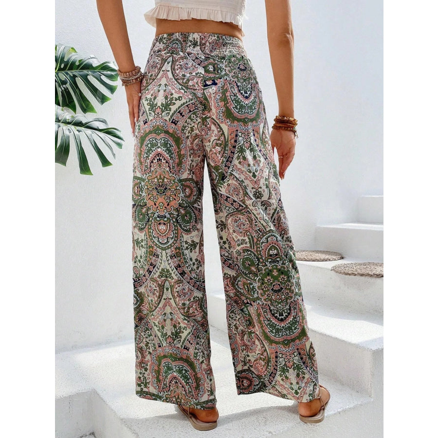 Printed Wide Leg Pants Apparel and Accessories