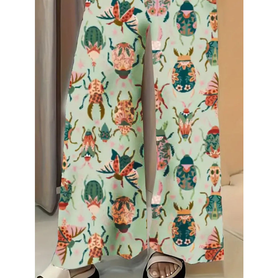 Printed Wide Leg Pants Apparel and Accessories