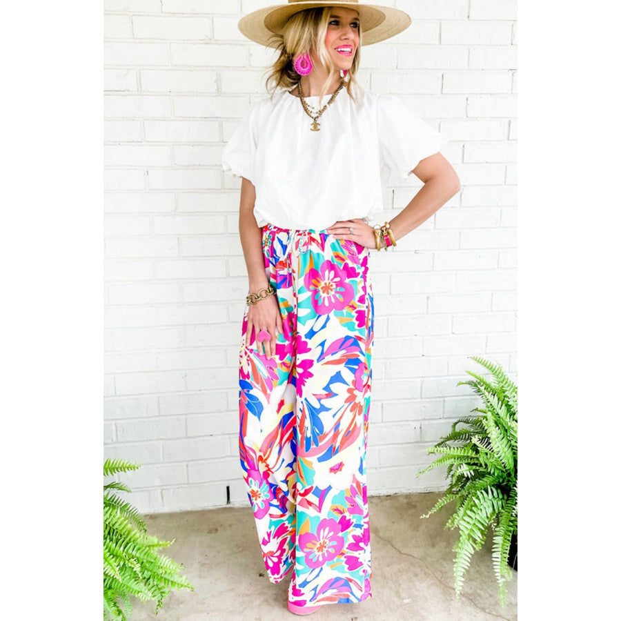 Printed Wide Leg Pants Apparel and Accessories