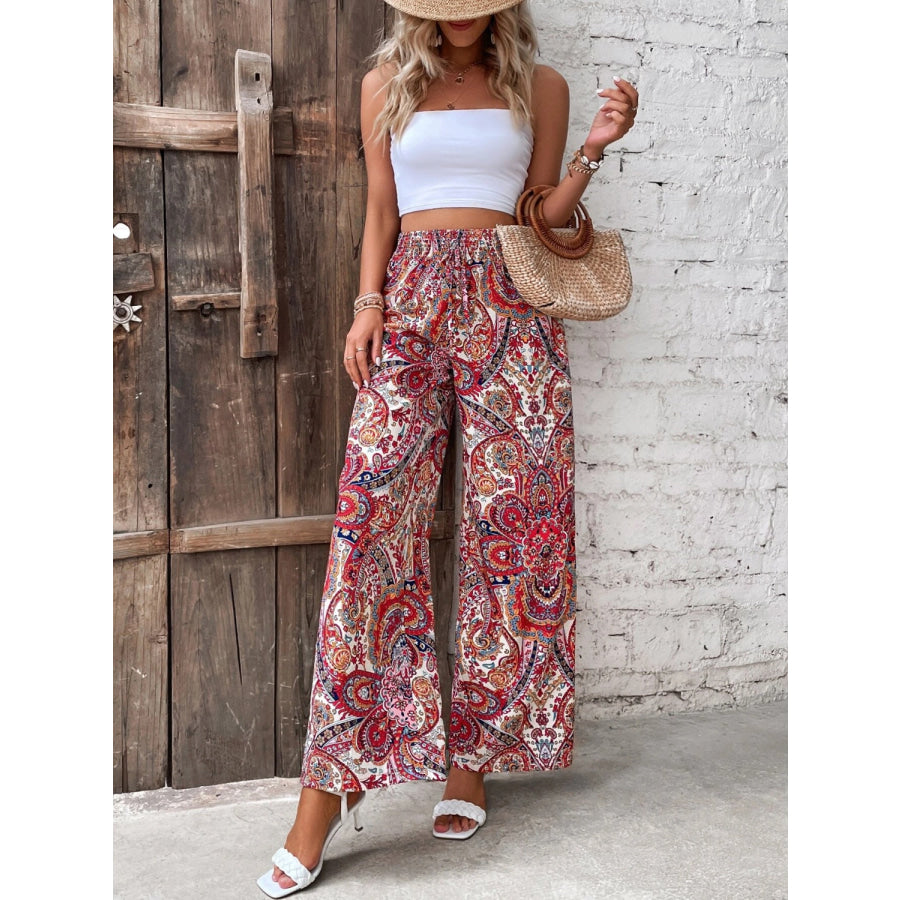 Printed Wide Leg Pants Apparel and Accessories