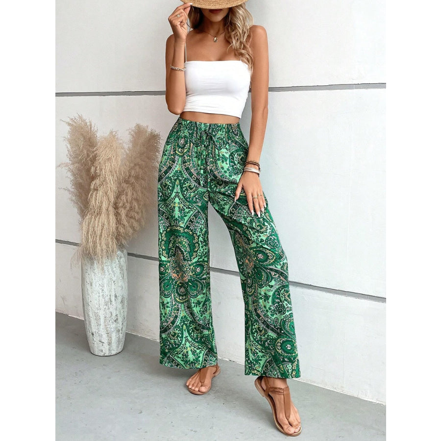Printed Wide Leg Pants Apparel and Accessories