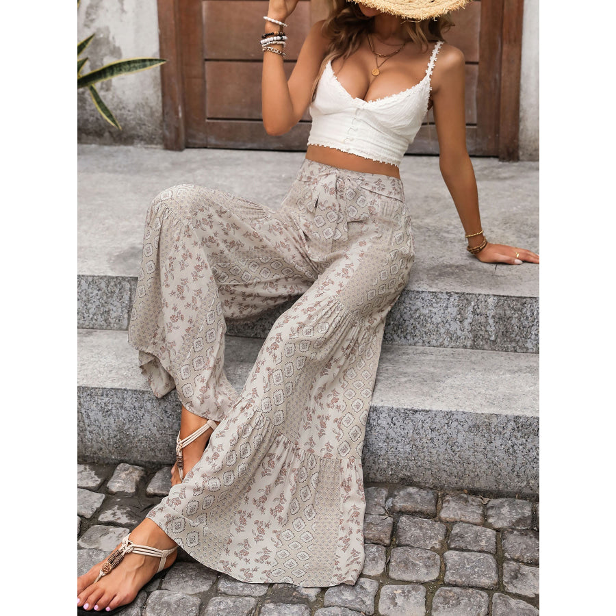 Printed Wide Leg Pants Apparel and Accessories