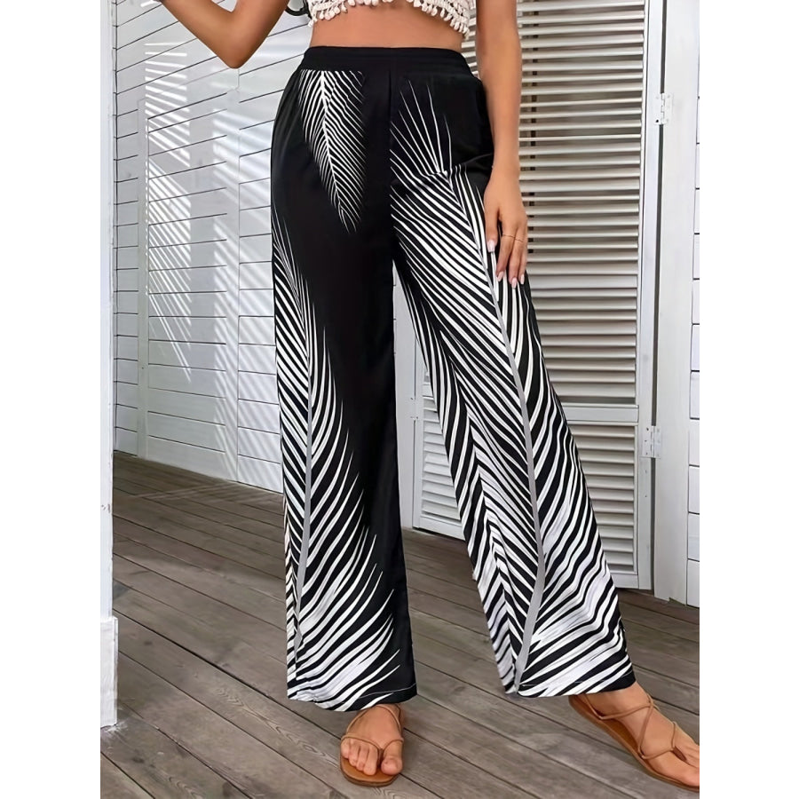 Printed Wide Leg Pants Apparel and Accessories