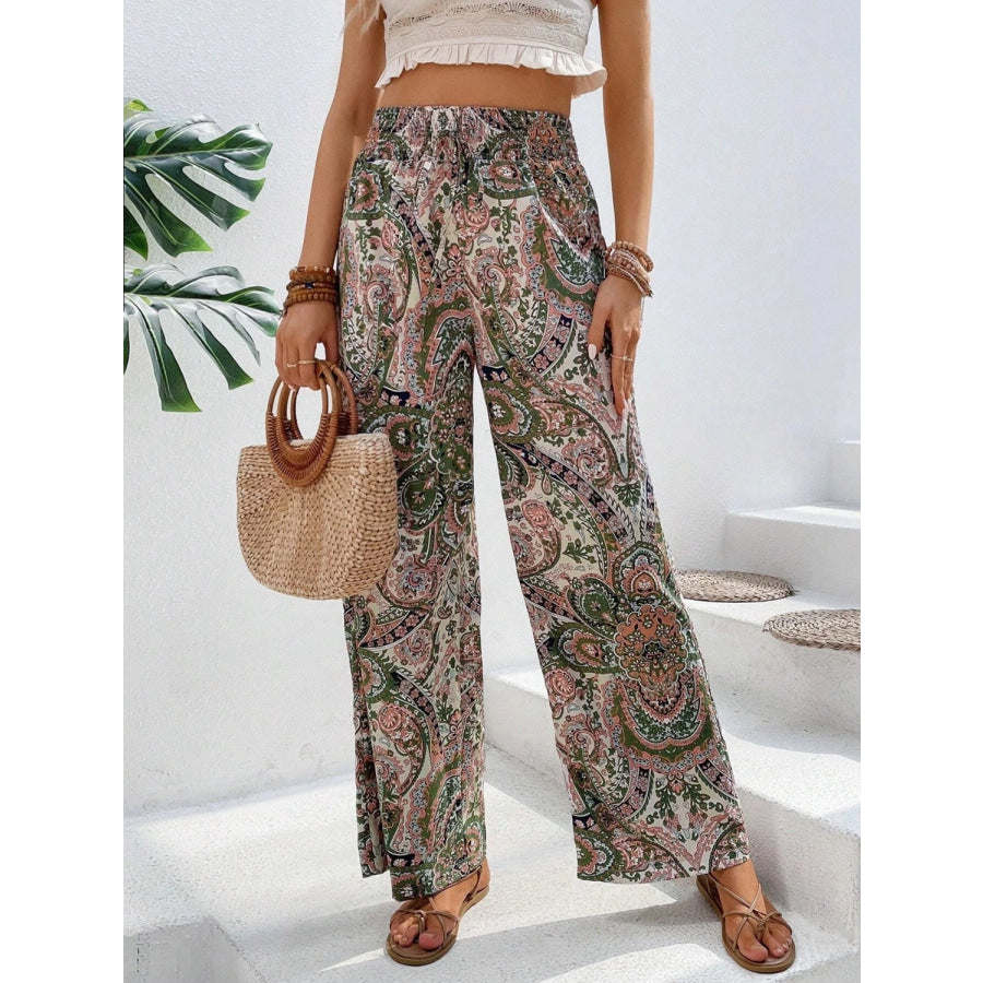 Printed Wide Leg Pants Apparel and Accessories