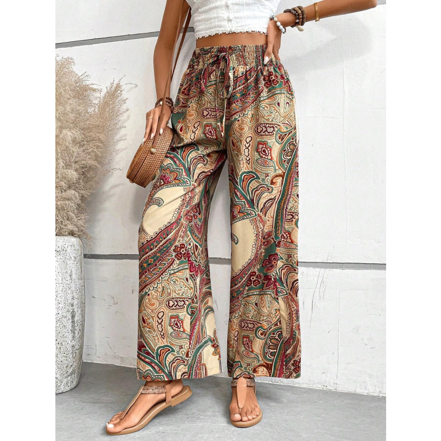 Printed Wide Leg Pants Apparel and Accessories