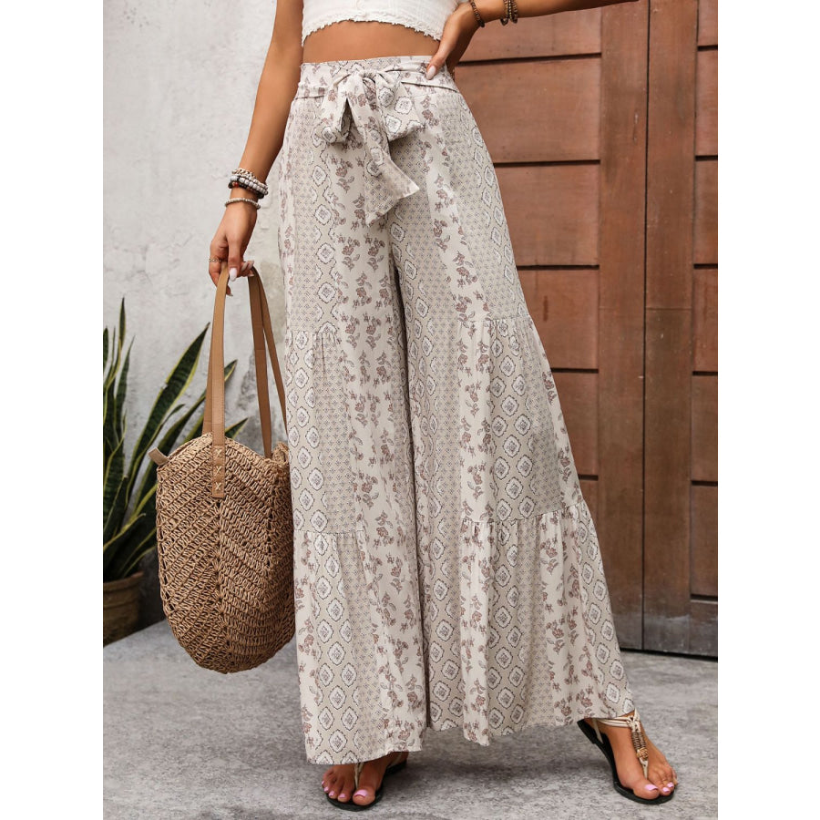 Printed Wide Leg Pants Apparel and Accessories