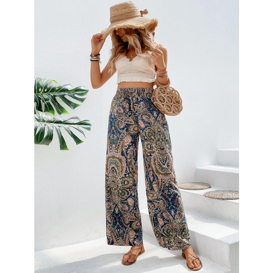 Printed Wide Leg Pants Apparel and Accessories