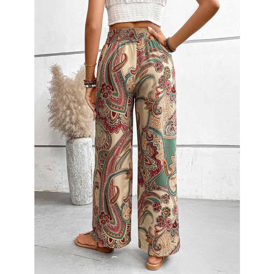 Printed Wide Leg Pants Camel / S Apparel and Accessories