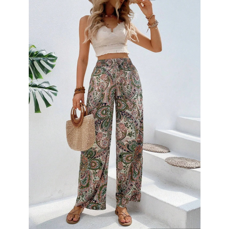 Printed Wide Leg Pants Apparel and Accessories