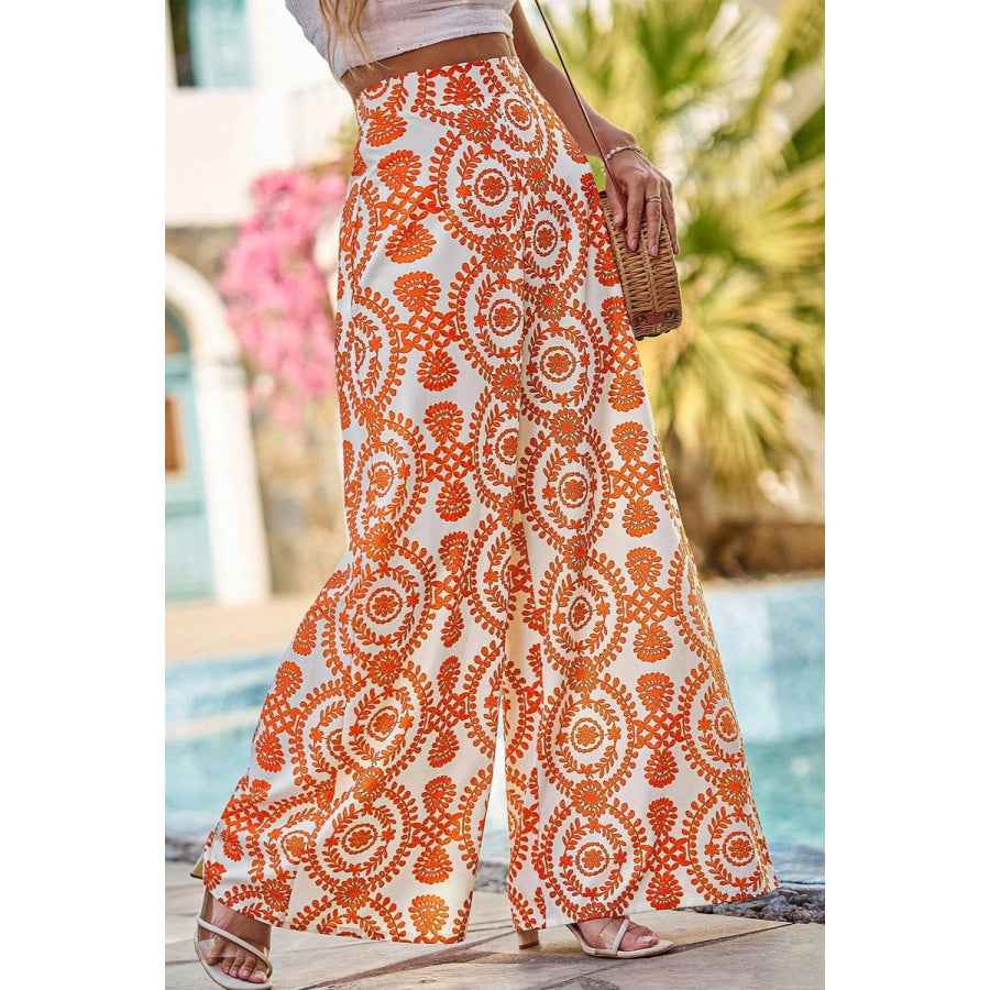 Printed Wide Leg Pants Apparel and Accessories