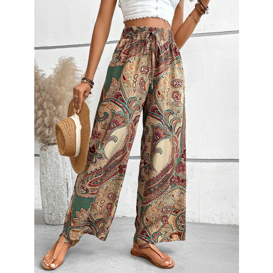 Printed Wide Leg Pants Apparel and Accessories