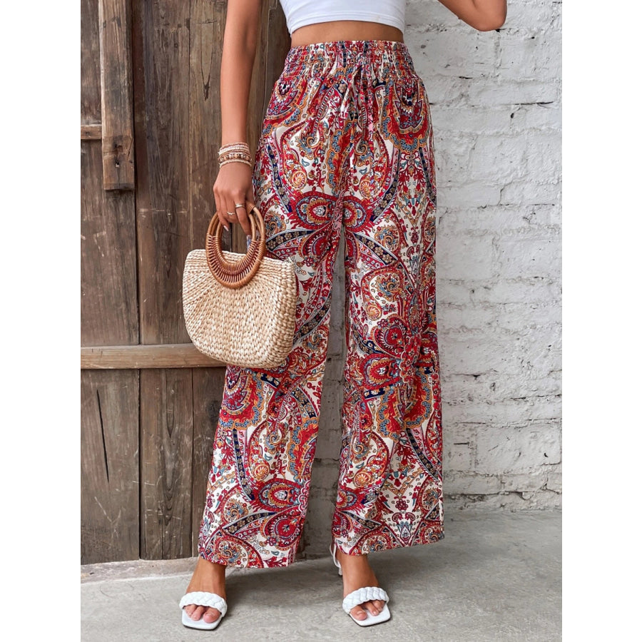 Printed Wide Leg Pants Apparel and Accessories