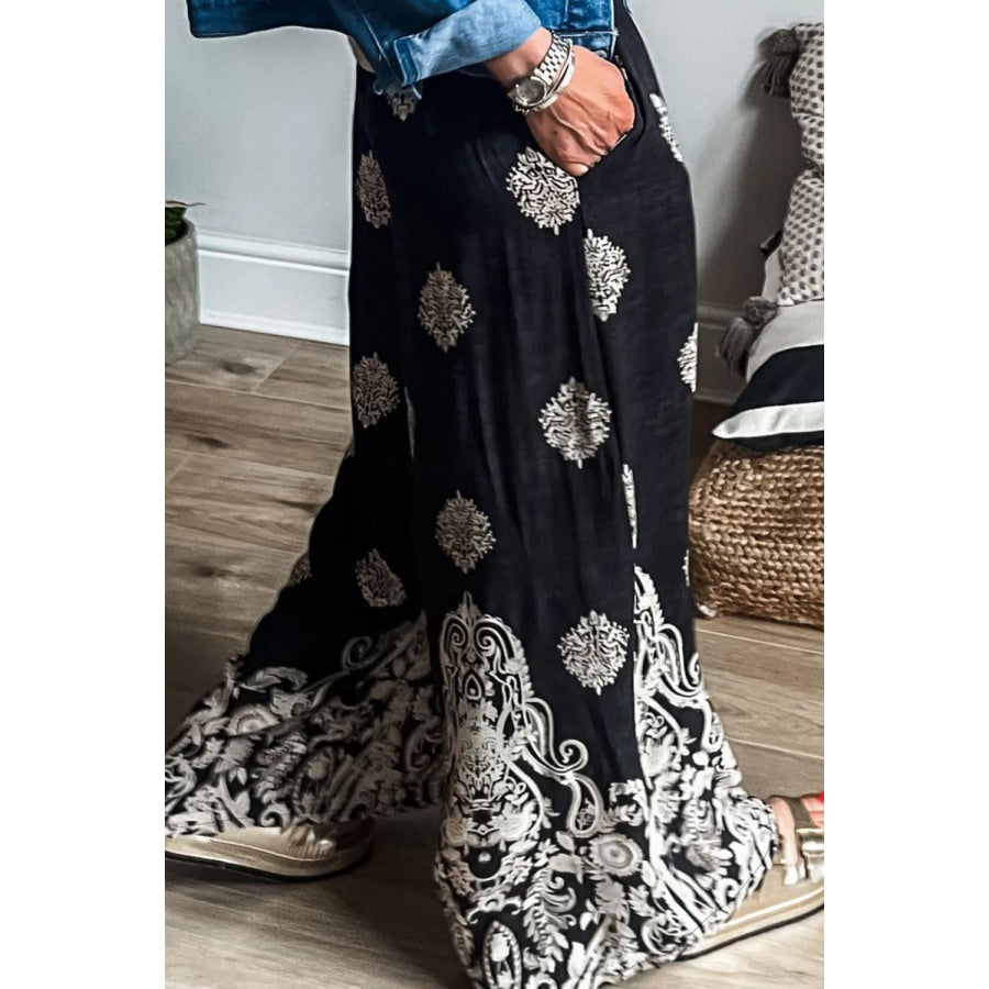 Printed Wide Leg Pants Apparel and Accessories