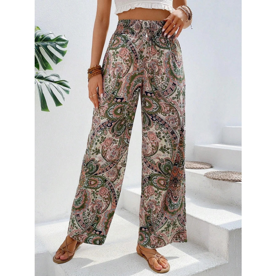 Printed Wide Leg Pants Apparel and Accessories