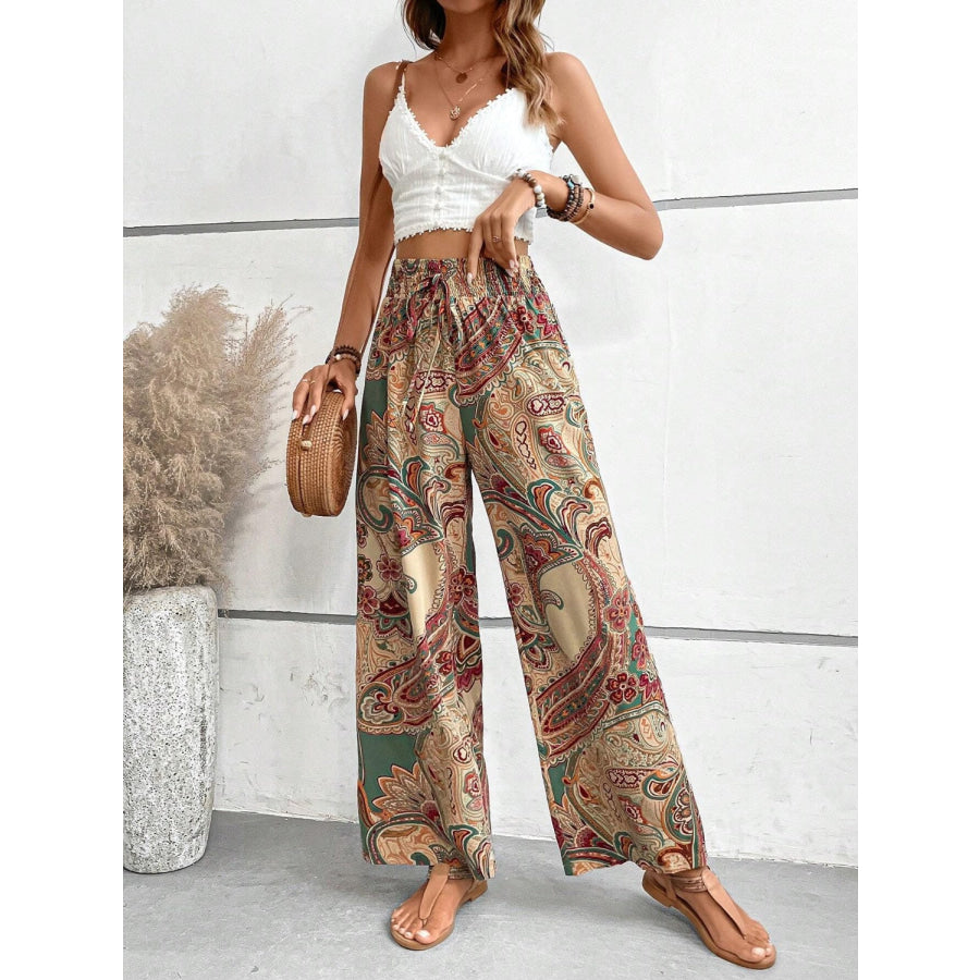 Printed Wide Leg Pants Apparel and Accessories