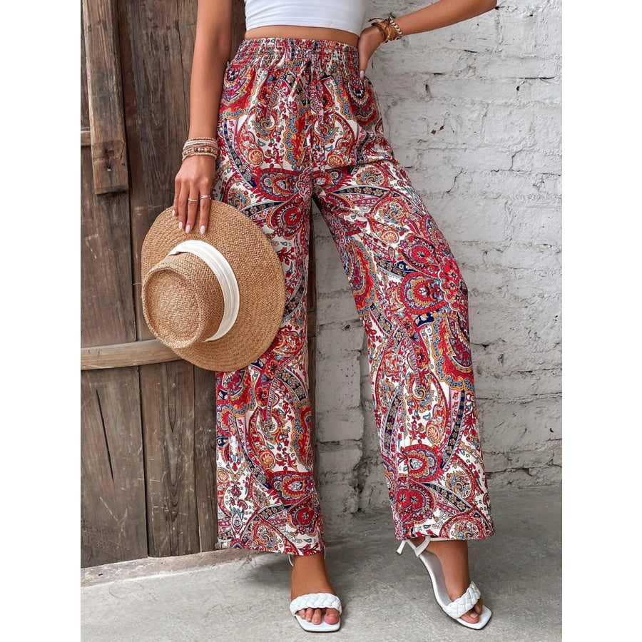 Printed Wide Leg Pants Apparel and Accessories
