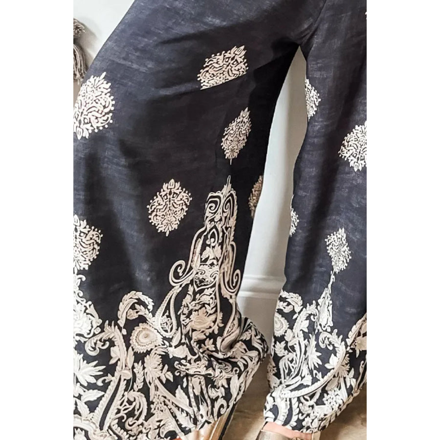 Printed Wide Leg Pants Apparel and Accessories