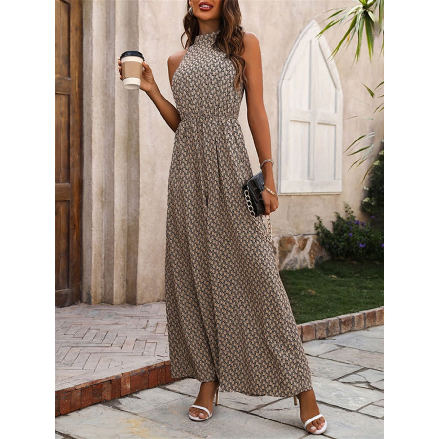 Printed Wide Leg Sleeveless Jumpsuit Apparel and Accessories