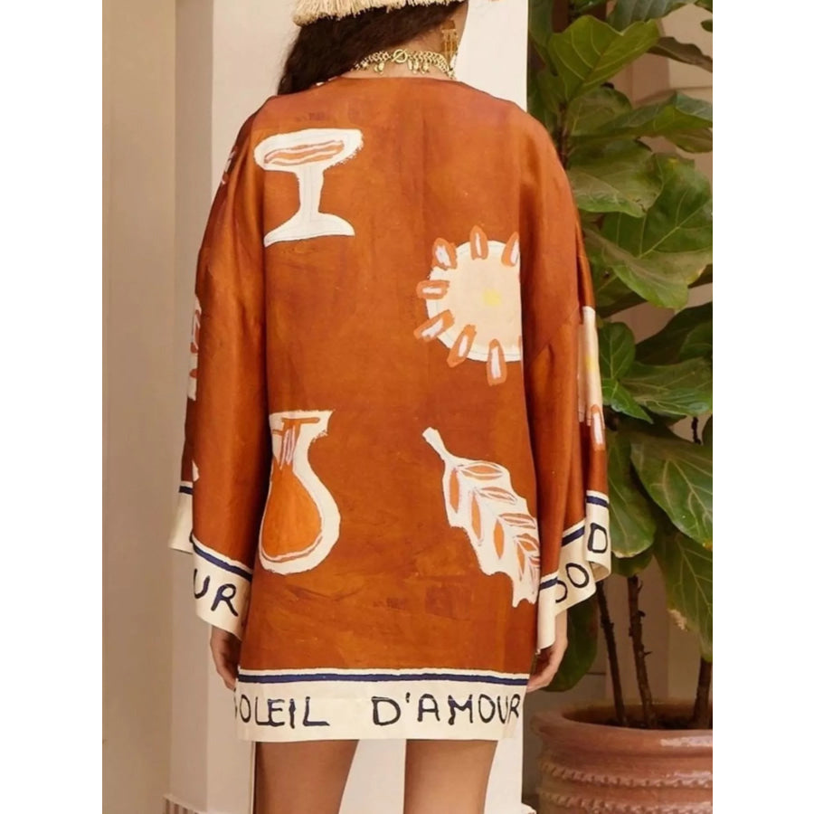 Printed Wrap Mini Dress with Contrast Trim Apparel and Accessories