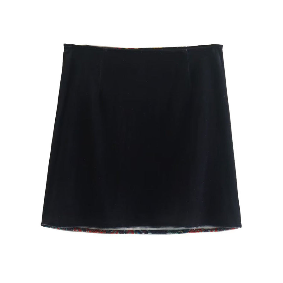 Printed Zip Mini Skirt Black / S Apparel and Accessories