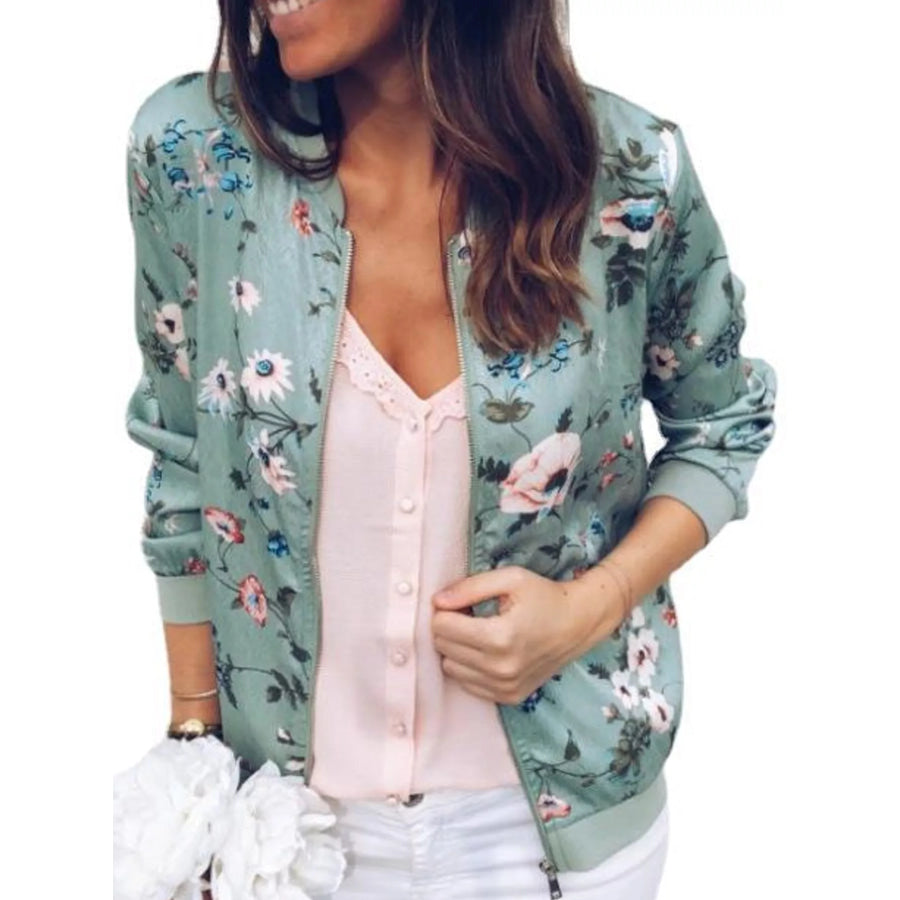 Printed Zip-Up Bomber Jacket Apparel and Accessories