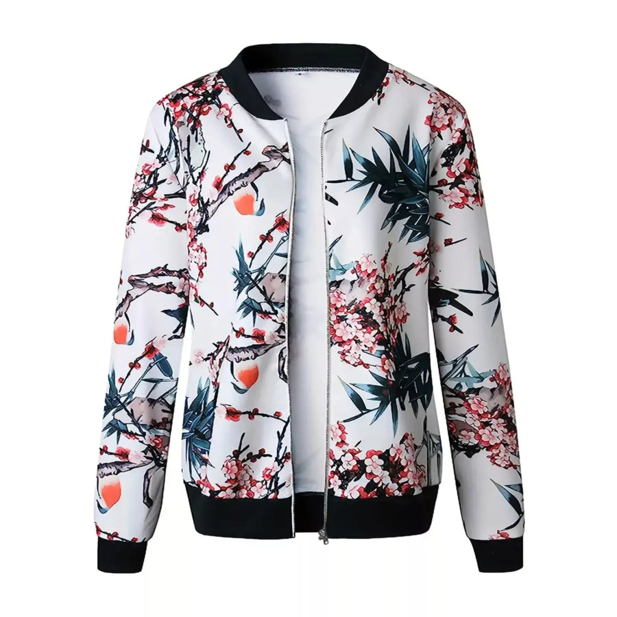 Printed Zip-Up Bomber Jacket Apparel and Accessories