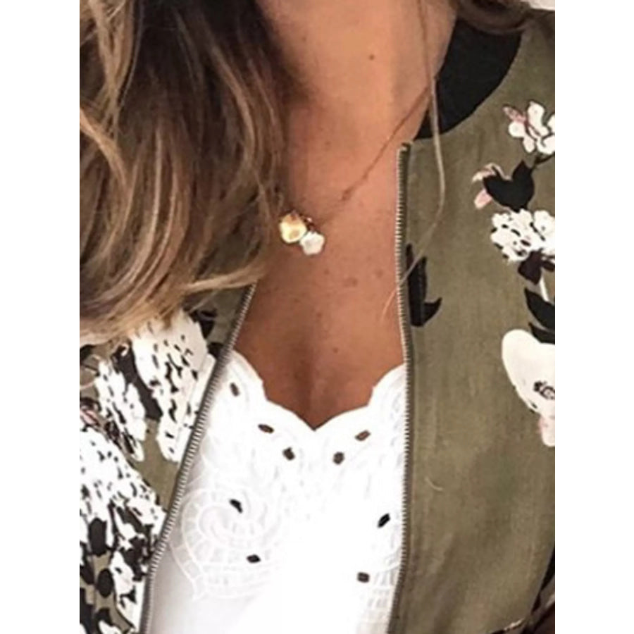 Printed Zip-Up Bomber Jacket Apparel and Accessories