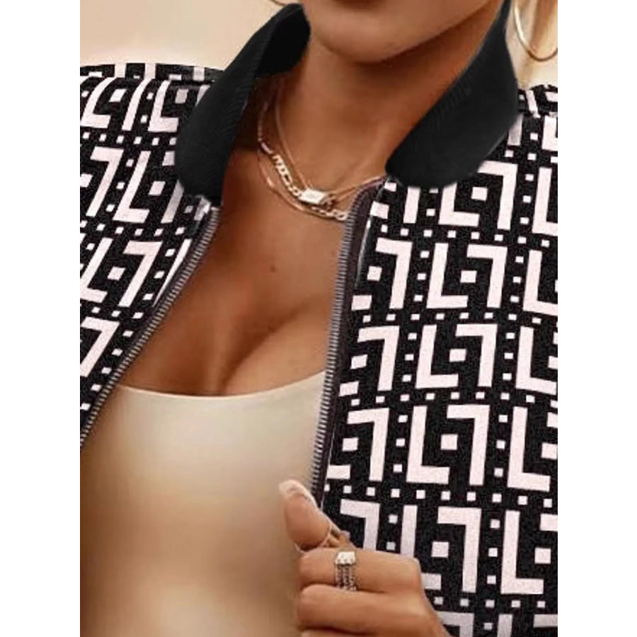 Printed Zip-Up Bomber Jacket Apparel and Accessories