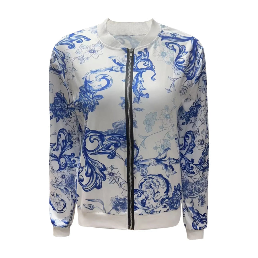 Printed Zip-Up Bomber Jacket Apparel and Accessories
