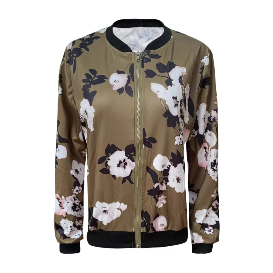 Printed Zip-Up Bomber Jacket Apparel and Accessories