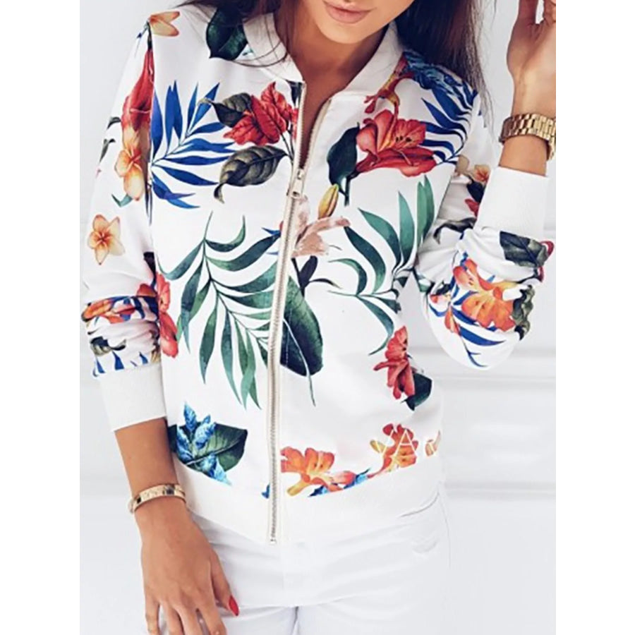 Printed Zip-Up Bomber Jacket Apparel and Accessories