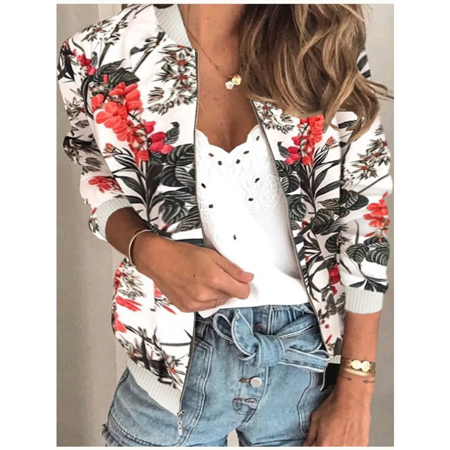 Printed Zip-Up Bomber Jacket Apparel and Accessories