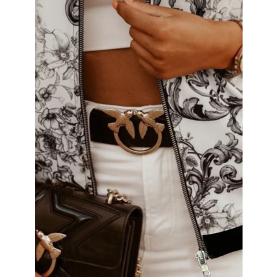 Printed Zip-Up Bomber Jacket Apparel and Accessories