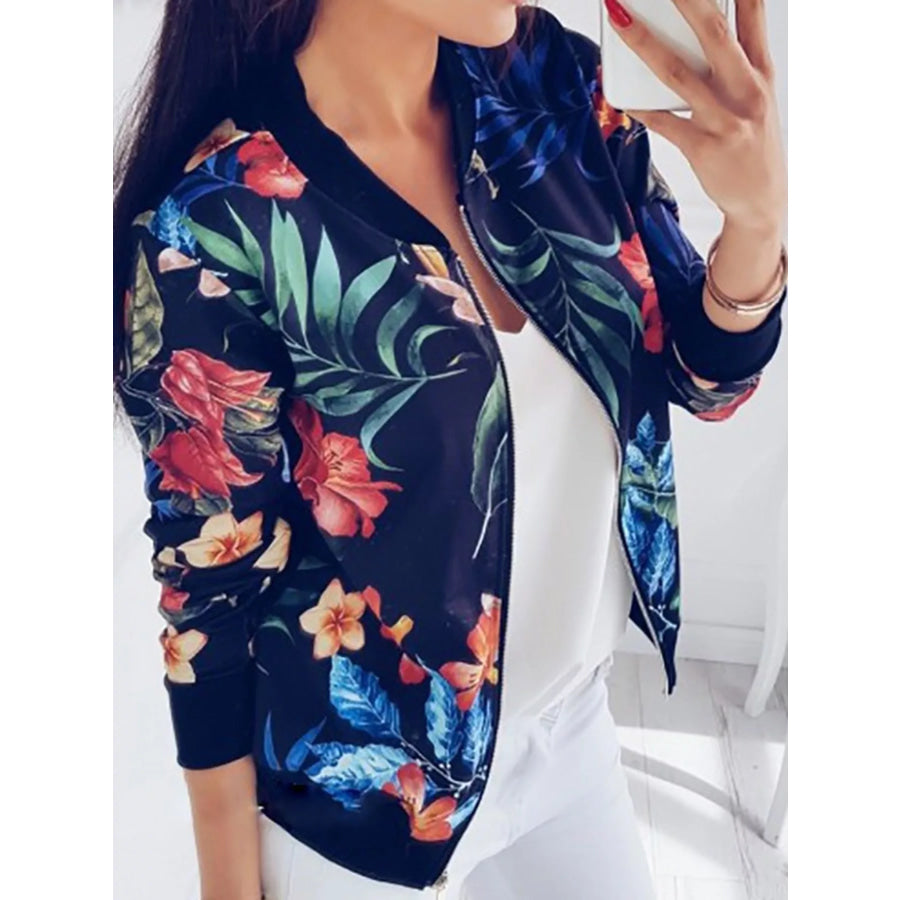 Printed Zip-Up Bomber Jacket Apparel and Accessories