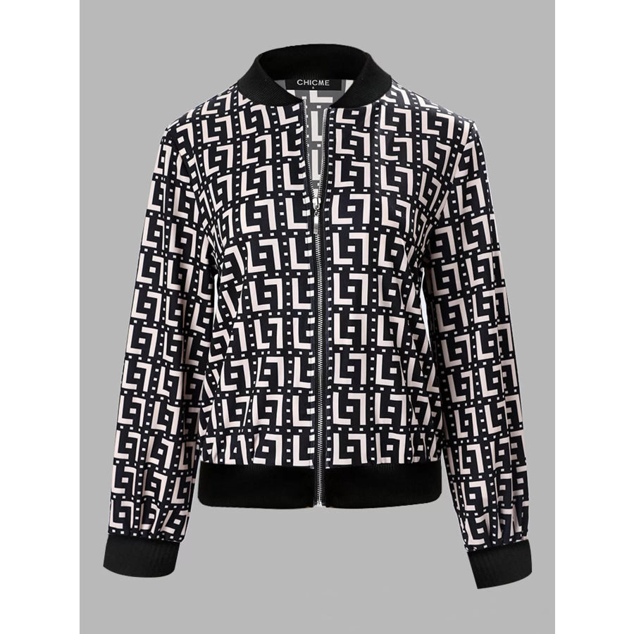 Printed Zip-Up Bomber Jacket Apparel and Accessories