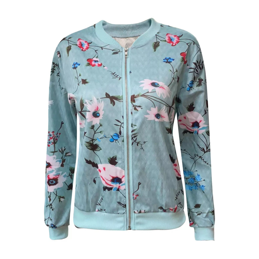 Printed Zip-Up Bomber Jacket Apparel and Accessories