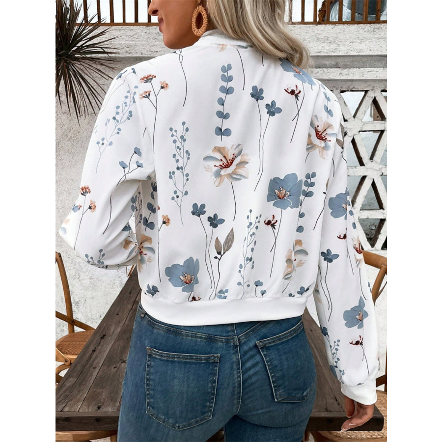 Printed Zip Up Long Sleeve Jacket Apparel and Accessories