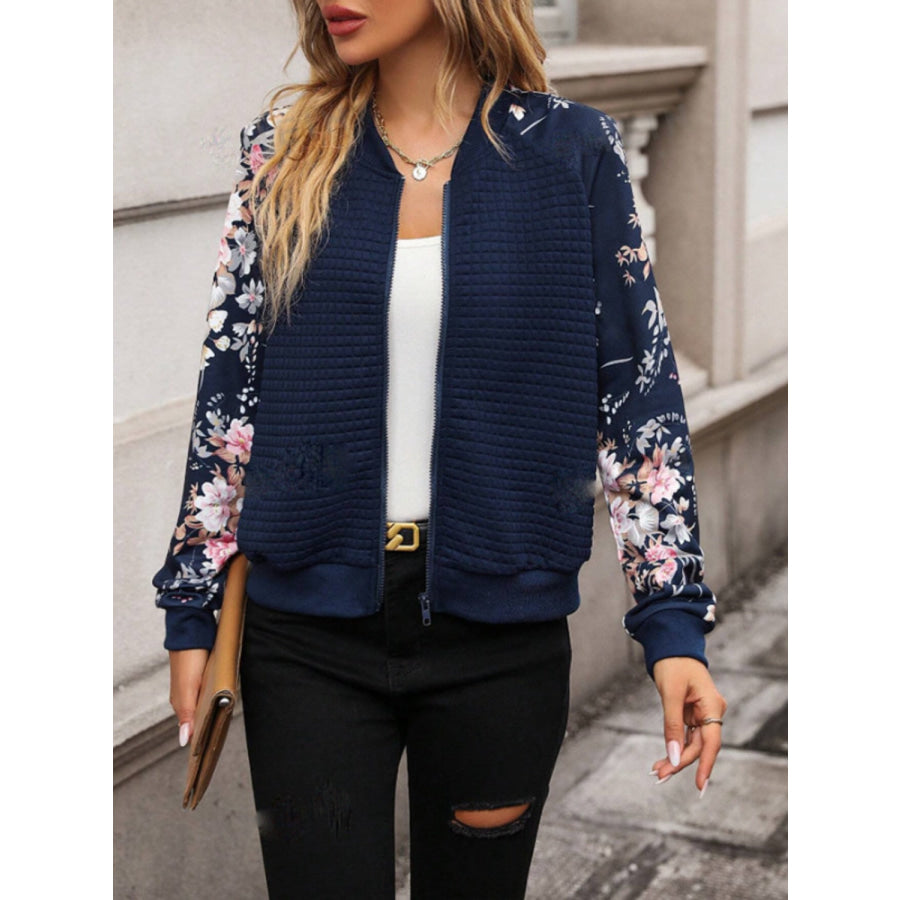 Printed Zip Up Long Sleeve Jacket Apparel and Accessories