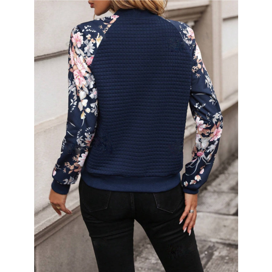 Printed Zip Up Long Sleeve Jacket Apparel and Accessories