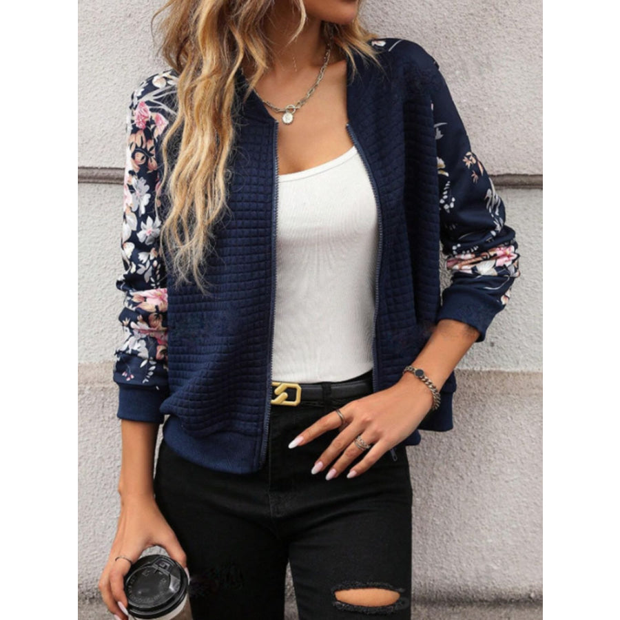 Printed Zip Up Long Sleeve Jacket Apparel and Accessories